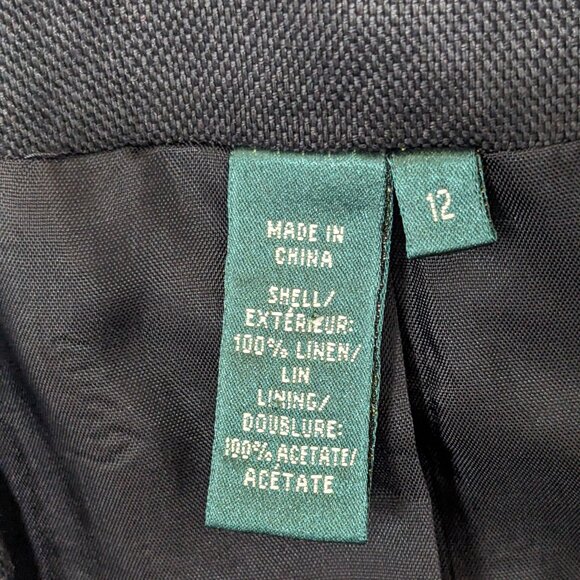 Lauren Ralph Lauren Black 100% Linen Blazer Jacket Lined Career Office size 12 - Picture 14 of 14